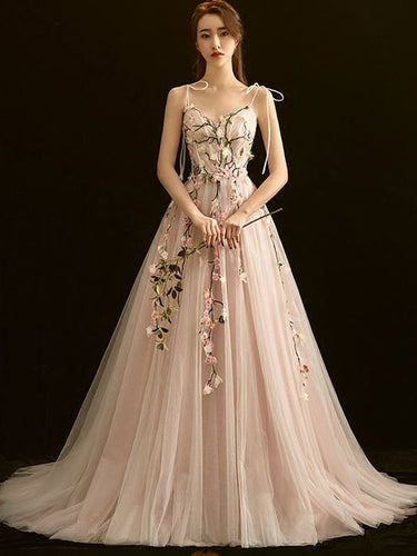 Open Back Prom Dresses Spaghetti Straps Aline Long Blush Pink Simple Prom Dress JKL1544|Annapromdress