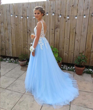 Beautiful Prom Dresses with Straps V-neck Aline Open Back Prom Dress JKL1551|Annapromdress