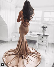 Backless Prom Dresses with Spaghetti Straps Long Open Back Simple Mermaid Prom Dress JKL1563|Annapromdress
