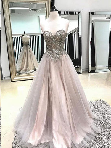 Sparkly Prom Dresses A-line Sweetheart A Line Tulle Long Prom Dress Sexy Evening Dress JKL1574|Annapromdress