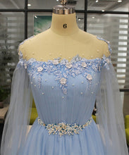 Long Sleeve Prom Dresses Scoop A-line Long Beaded Simple Prom Dress Fashion Evening Dress JKL1581|Annapromdress