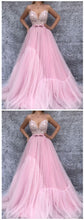Pink Prom Dresses with Spaghetti Straps A Line Appliques Long Chic Pink Prom Dress JKL1588|Annapromdress