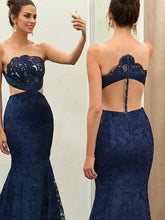 Lace Prom Dresses Mermaid Trumpet Dark Navy Long Beautiful Cheap Prom Dress JKL1592|Annapromdress