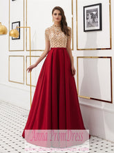 High Neck Prom Dresses A Line Burgundy Long Beaded Prom Dress Gorgeous Evening Dress JKL1607|Annapromdress