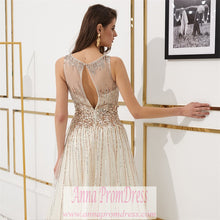 Sparkly Prom Dresses Scoop Aline Key Hole Back Beaded Long Gorgeous Prom Dress JKL1610|Annapromdress