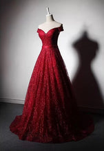 Sparkly Prom Dresses Off-the-shoulder Aline Long Gorgeous Lace Prom Dress JKL1618|Annapromdress