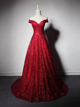 Sparkly Prom Dresses Off-the-shoulder Aline Long Gorgeous Lace Prom Dress JKL1618|Annapromdress