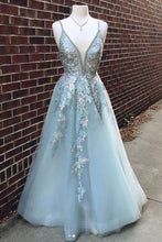 Beautiful Prom Dresses with Spaghetti Straps Aline Appliques Open Back Long Prom Dress JKL1619|Annapromdress