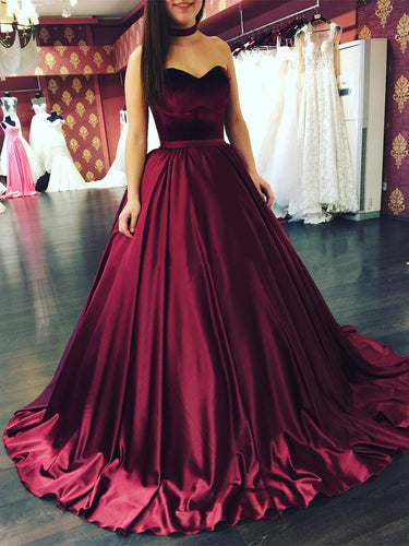 Ball Gown Prom Dresses Sweetheart Floor-length Satin Prom Dress/Evening Dress JKL161