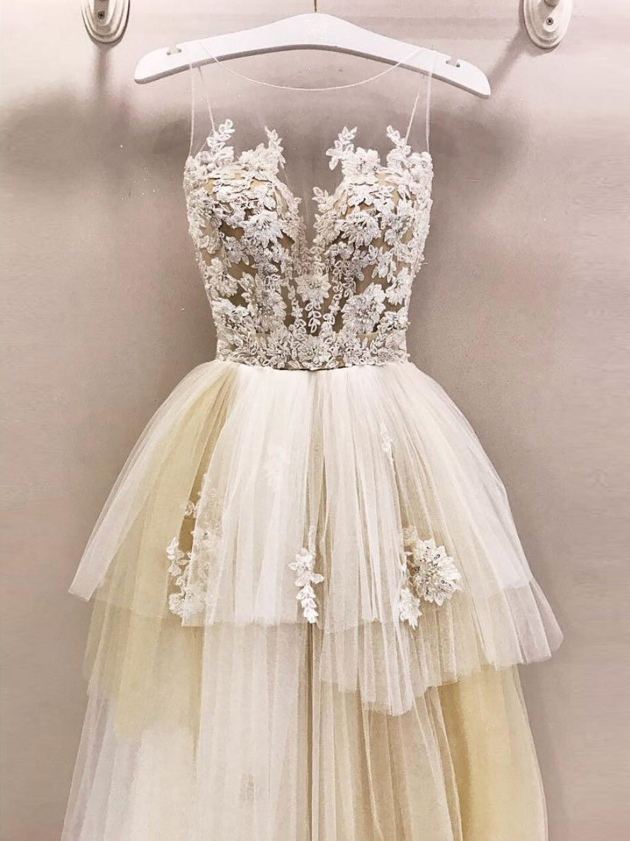 Open Back Prom Dresses Aline Sweep Train Fairy Tulle Prom Dress Fashion Evening Dress JKL1625|Annapromdress