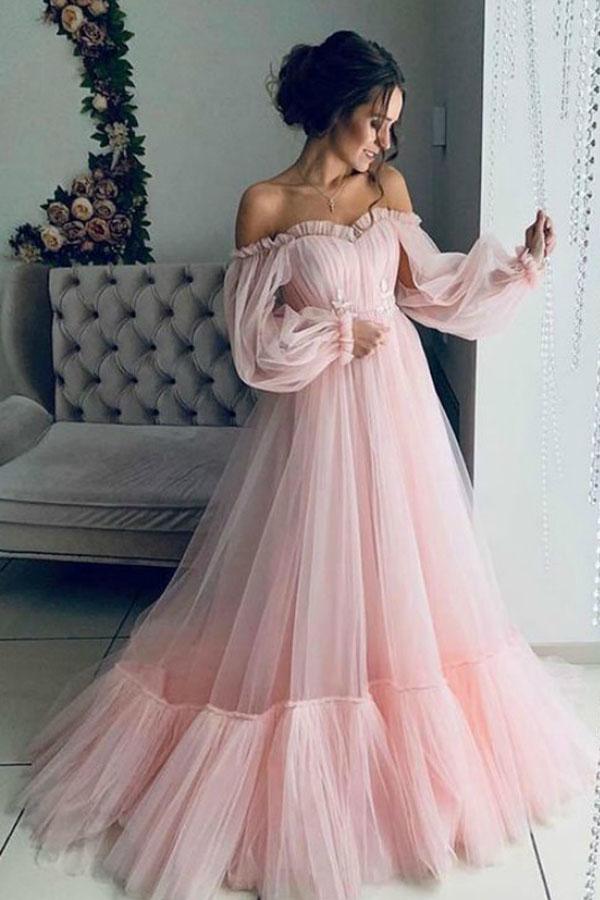 Long Sleeve Prom Dresses Aline Fairy Tulle Long Prom Dress Fashion Eve Anna PromDress Long Sleeve Prom Dresses Aline Fairy Tulle Long Prom Dress Fashion Eve Anna PromDress