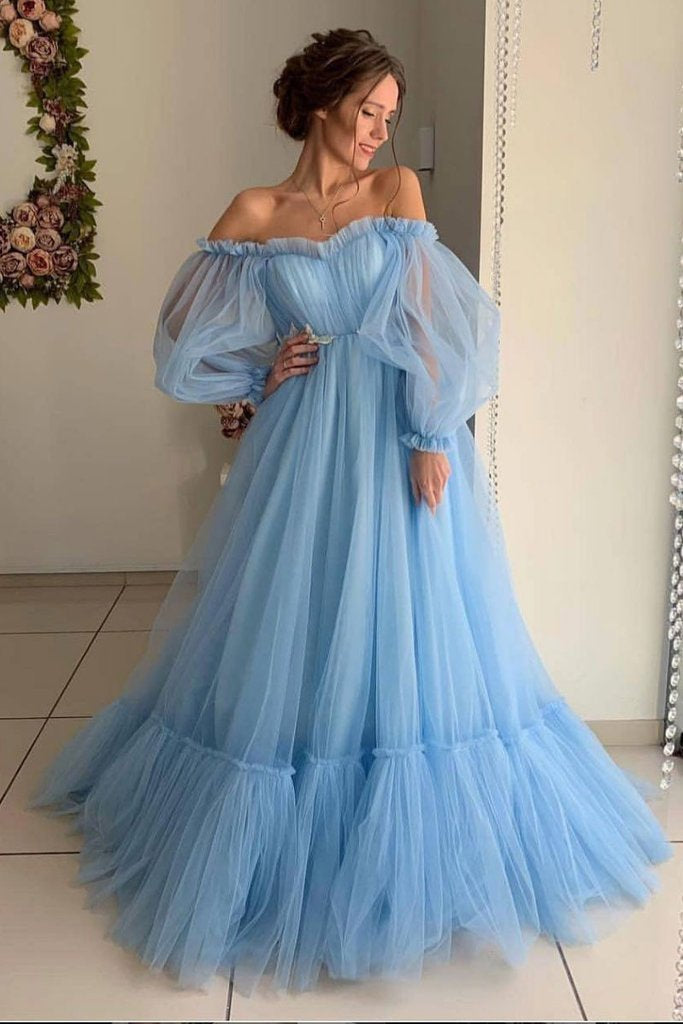 Long Sleeve Prom Dresses Aline Fairy Tulle Long Prom Dress Fashion Eve Anna PromDress Long Sleeve Prom Dresses Aline Fairy Tulle Long Prom Dress Fashion Eve Anna PromDress