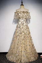Lace Prom Dresses Scoop Floor-length Aline Long Tulle Gorgeous Prom Dress JKL1632|Annapromdress
