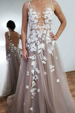 Beautiful Prom Dresses Aline See Through Open Back Appliques Long Prom Dress JKL1633|Annapromdress