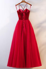 Red Prom Dresses Spaghetti Straps Floor-length Aline Long Velvet Simple Prom Dress JKL1636|Annapromdress