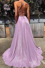 Backless Prom Dresses Spaghetti Straps Aline Sparkly Lilac Prom Dress Fashion Evening Dress JKL1639|Annapromdress
