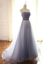 Beautiful Prom Dresses Strapless A Line Lavender Prom Dress Beaded Evening Dress JKL1660|Annapromdress