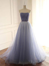 Beautiful Prom Dresses Strapless A Line Lavender Prom Dress Beaded Evening Dress JKL1660|Annapromdress