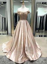 Beautiful Prom Dresses Off-the-shoulder Sweep Train A Line Long Sparkly Prom Dress JKL1665|Annapromdress