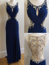 Sexy Prom Dresses Scoop Sheath/Column Royal Blue Long Prom Dress/Evening Dress JKL167