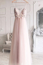 Chic Prom Dresses with Spaghetti Straps A Line Backless Prom Dress Pink Evening Dress JKL1682|Annapromdress
