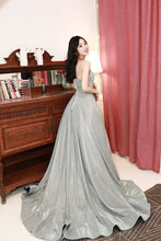 Gorgeous Prom Dresses with Spaghetti Straps Aline Deep V neck Lace-up Long Prom Dress JKL1683|Annapromdress