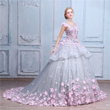 Luxury Prom Dresses Scoop Ball Gown Lace Hand-Made Flower Prom Dress/Evening Dress JKL170