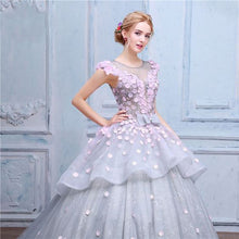 Luxury Prom Dresses Scoop Ball Gown Lace Hand-Made Flower Prom Dress/Evening Dress JKL170