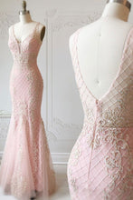 Beautiful Prom Dresses with Straps Mermaid Open Back Pink Prom Dress Long Evening Dress JKL1704|Annapromdress