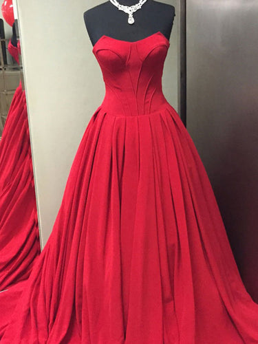 Red Prom Dresses Aline Floor-length Sweetheart Long Simple Prom Dress JKL1705|Annapromdress