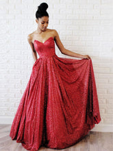 Red Prom Dresses Sweetheart Floor-length Aline Long Sparkly Prom Dress JKL1706|Annapromdress