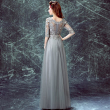 Chic Prom Dresses Scoop Floor-length Half Sleeve Long Lavender Prom Dress/Evening Dress JKL171