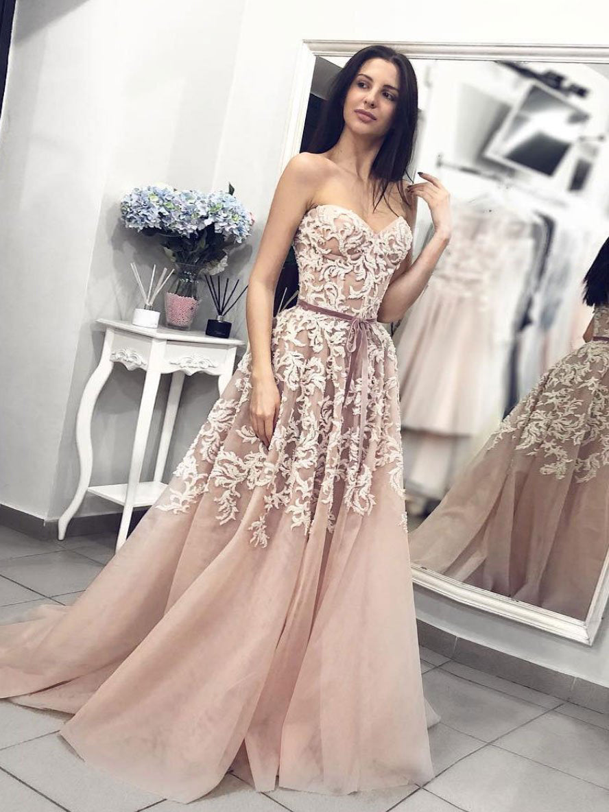Beautiful Prom Dresses Sweetheart A-line Blushing Pink Prom Dress Long Evening Dress JKL1711|Annapromdress