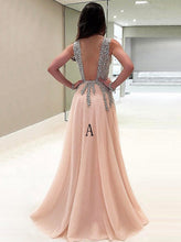 Beautiful Prom Dresses V-neck Slit Sexy Rhinestone Prom Dress/Evening Dress JKL175