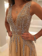 Beautiful Prom Dresses V-neck Slit Sexy Rhinestone Prom Dress/Evening Dress JKL175