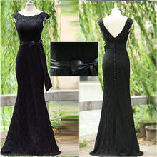 Black Prom Dress Scoop Floor-length Lace Long Bowknot Prom Dress/Evening Dress JKL178