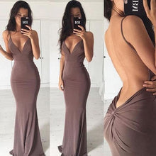 Chocolate Sexy Prom Dresses Spaghetti Straps Sheath/Column Long Prom Dress/Evening Dress JKL182