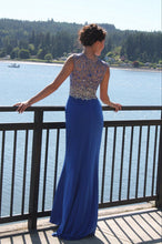 Royal Blue Prom Dresses Slit Sheath/Column Floor-length Sexy Prom Dress/Evening Dress JKL184