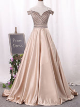 Long Prom Dresses Off-the-shoulder Floor-length Satin Sexy Prom Dress/Evening Dress JKL186|Annapromdress