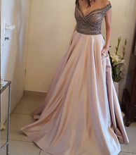 Long Prom Dresses Off-the-shoulder Floor-length Satin Sexy Prom Dress/Evening Dress JKL186|Annapromdress