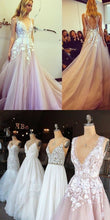 Beautiful Prom Dresses A-line Sweep/Brush Train Tulle Applique Long Prom Dress/Evening Dress JKL187