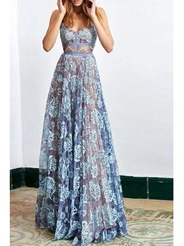 Chic Prom Dresses Spaghetti Straps Floor-length Lace Sexy Prom Dress/Evening Dress JKL188