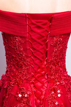 Burgundy Prom Dresses Off-the-shoulder Floor-length Tulle Prom Dress/Evening Dress JKL196
