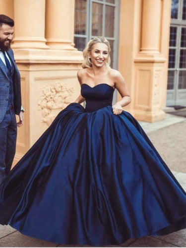 Ball Gown Prom Dresses Sweetheart Burgundy Dark Navy Long Chic Prom Dress/Evening Dress JKL201