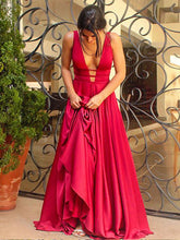 Cheap Prom Dresses Sexy V-neck Burgundy Short Train Long Prom Dress/Evening Dress JKL202