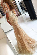 Chic Prom Dresses Appliques Scoop  Floor-length Backless Prom Dress/Evening Dress JKL204