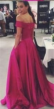 Fuchsia Prom Dresses Off-the-shoulder Sweep/Brush Train Beautiful Prom Dress/Evening Dress JKL207