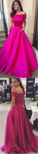 Fuchsia Prom Dresses Off-the-shoulder Sweep/Brush Train Beautiful Prom Dress/Evening Dress JKL207