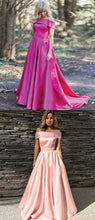 Fuchsia Prom Dresses Off-the-shoulder Sweep/Brush Train Beautiful Prom Dress/Evening Dress JKL207