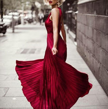 Burgundy Prom Dresses A-line Halter Ruffles Long Sexy Prom Dress/Evening Dress JKL208